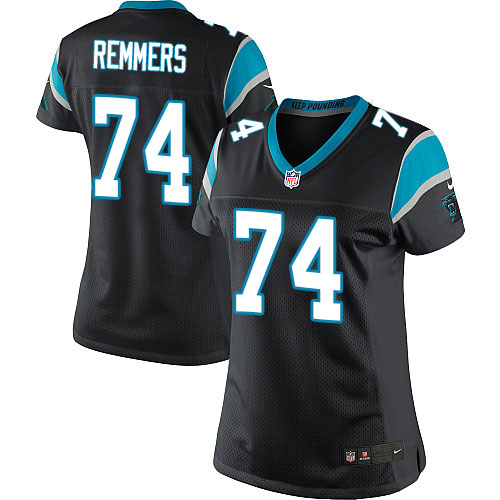 Women's Elite Mike Remmers Nike Jersey Black Home - #74 NFL Carolina Panthers